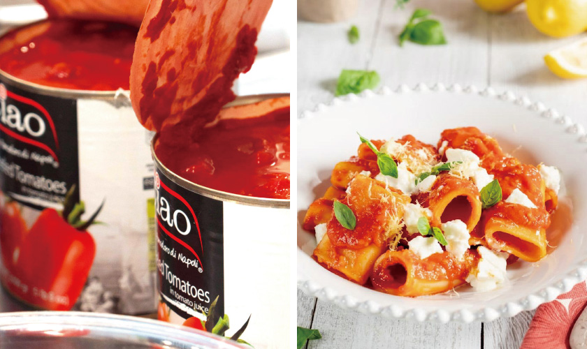 チャオ トマト缶とパスタ