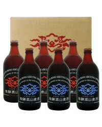 飛騨高山麦酒クラフトビール エール飲み比べセット 専用箱付 500ml瓶×6 （ダークエール×3、ペールエール×3）