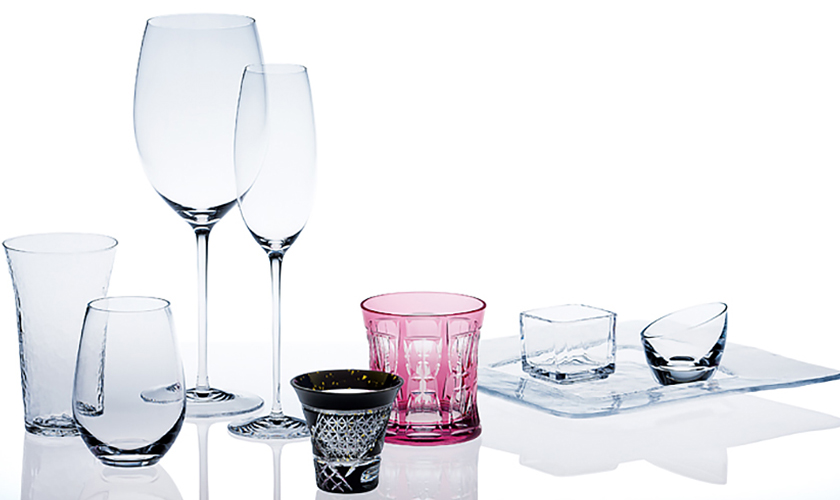 東洋佐々木ガラス 切子グラスとワイングラス、シャンパングラス、カクテルグラス