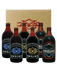飛騨高山麦酒クラフトビール 黒ビールセット 専用箱付 500ml瓶×6 （ダークエール×2、スタウト×2、カルミナ×2）