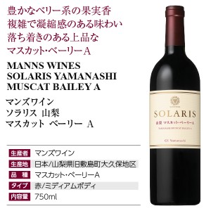 マンズワイン  ソラリス 山梨 マスカット ベーリーA 2021 750ml  赤ワイン 日本ワイン | 酒類の総合専門店 フェリシティー お酒の通販サイト