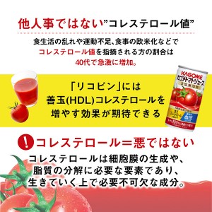 トマトジュース｜機能性表示食品 カゴメ トマトジュース 食塩無添加 190g 缶 30本×2ケース（60本）