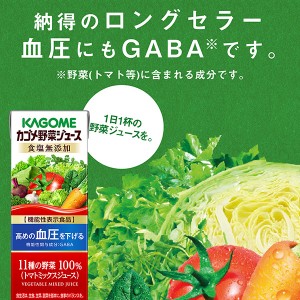 野菜ジュース｜機能性表示食品 カゴメ 野菜ジュース食塩無添加 200ml 紙パック 24本×2ケース（48本）