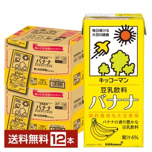 豆乳系飲料 | キッコーマン 豆乳飲料 バナナ 1L 紙パック 1000ml 6本×2ケース（12本）