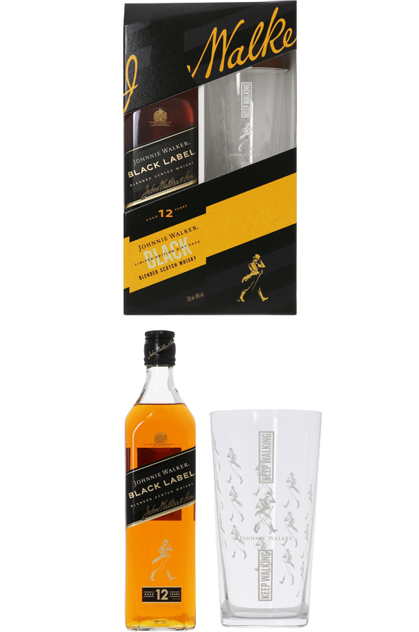 ジョニーウォーカー ブラックラベル（黒ラベル） 12年 ブレンデッド スコッチウイスキー 40度 正規 700ml グラス付 ギフトボックス 2023