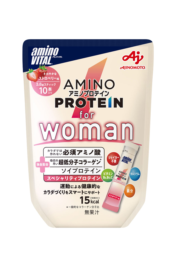 味の素 アミノバイタル アミノプロテイン for woman ストロベリー味 3.8g×10本入 パウチ 20袋 1ケース（200本）