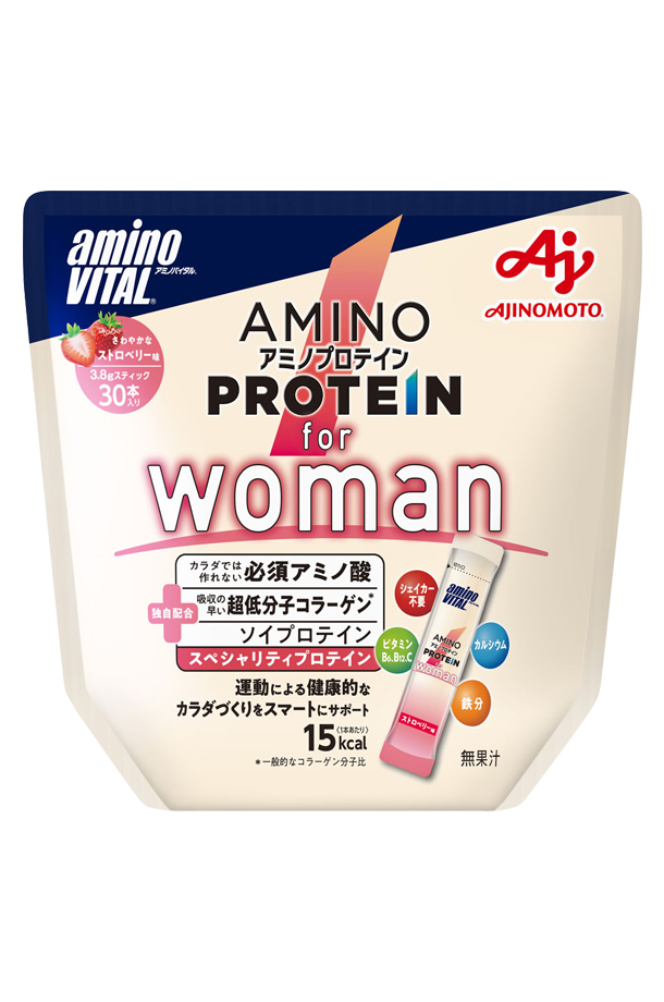 味の素 アミノバイタル アミノプロテイン for woman ストロベリー味 3.8g×30本入 パウチ 4袋（120本）