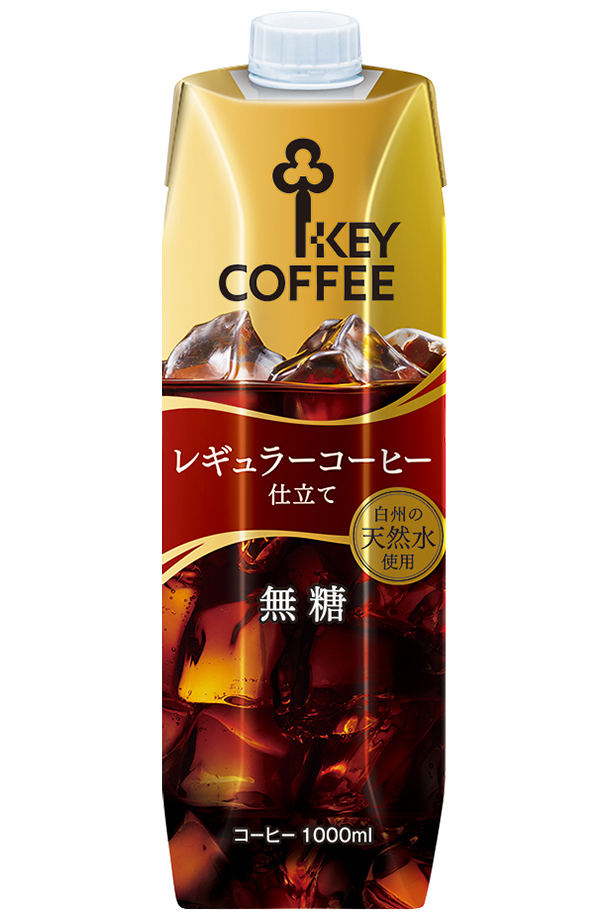 キーコーヒー リキッドコーヒー 無糖 テトラプリズマ 1L 1000ml 紙パック 6本×2ケース（12本） アイスコーヒー Key coffee