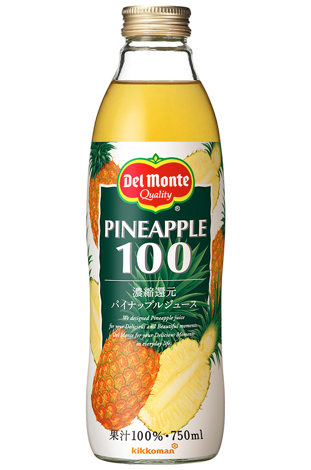 デルモンテ パイナップルジュース 100% 濃縮還元 750ml 瓶 6本 1ケース