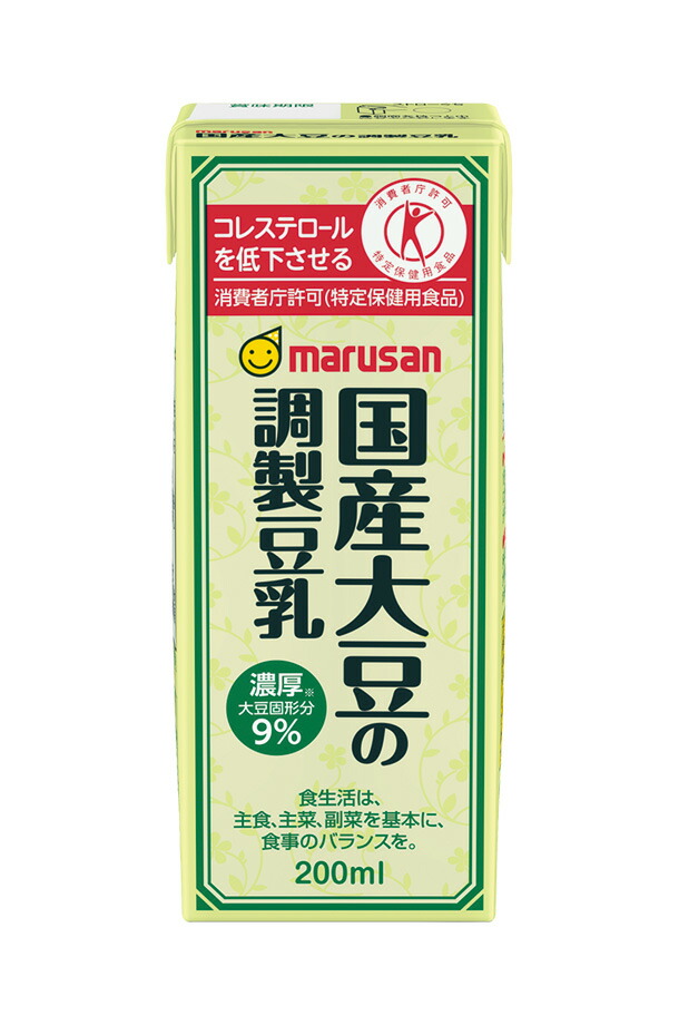 特定保健用食品 マルサン 国産大豆の調製豆乳 200ml 紙パック 24本×4ケース（96本） トクホ