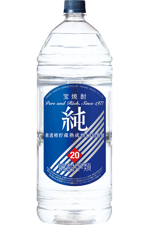 宝酒造 宝焼酎 純 20度 ペットボトル 4000ml（4L） 4本 1ケース 甲類焼酎